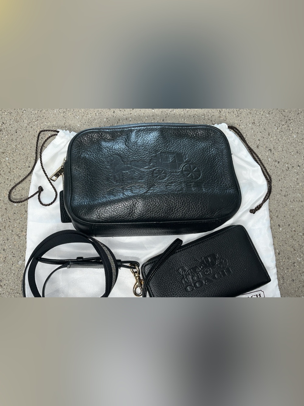 Coach Black Leather Logo Patch Handbag